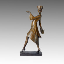 Танцовщица Бронзовая скульптура мода Madam Deco Латунная статуя TPE-318